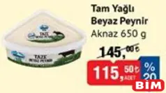 AKNAZ TAM YAĞLI BEYAZ PEYNİR 650 G